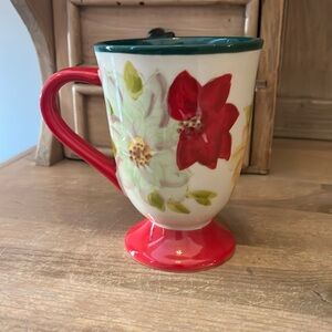 Pioneer Woman Poinsettia Latte Mug 15.5 oz. Holiday